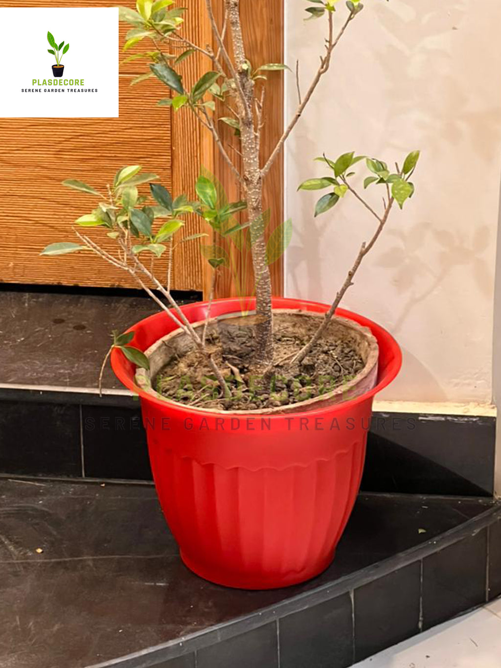 12 inch Plastic Plant Pot | Heavy-Duty Garden Flower Planter with Drainage Holes | Home & Outdoor