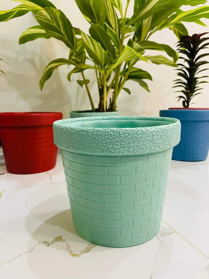 Colorful 8-Inch Unbreakable Plastic Fiber Garden Pots for indoor/outdoor