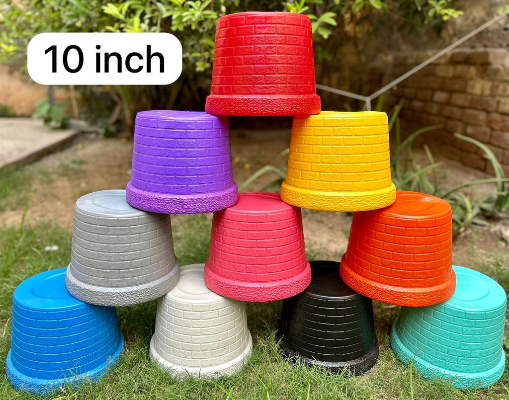 Elegant Multi-Color Polypropylene Garden Pots 10 Inch Outdoor Planters