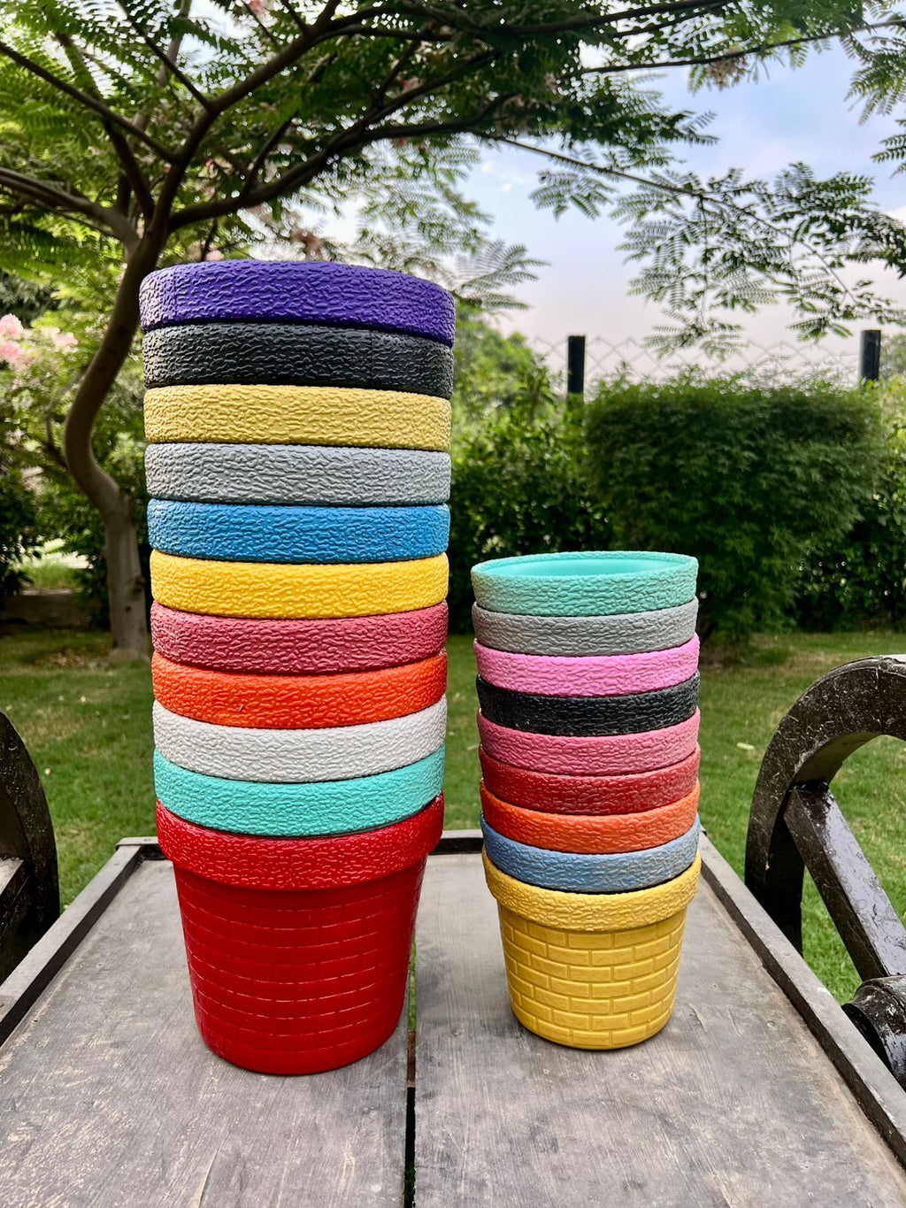 6 Inch Plastic Fiber Flower Pots, Durable & Lightweight Plant Planters for Indoor Outdoor Garden