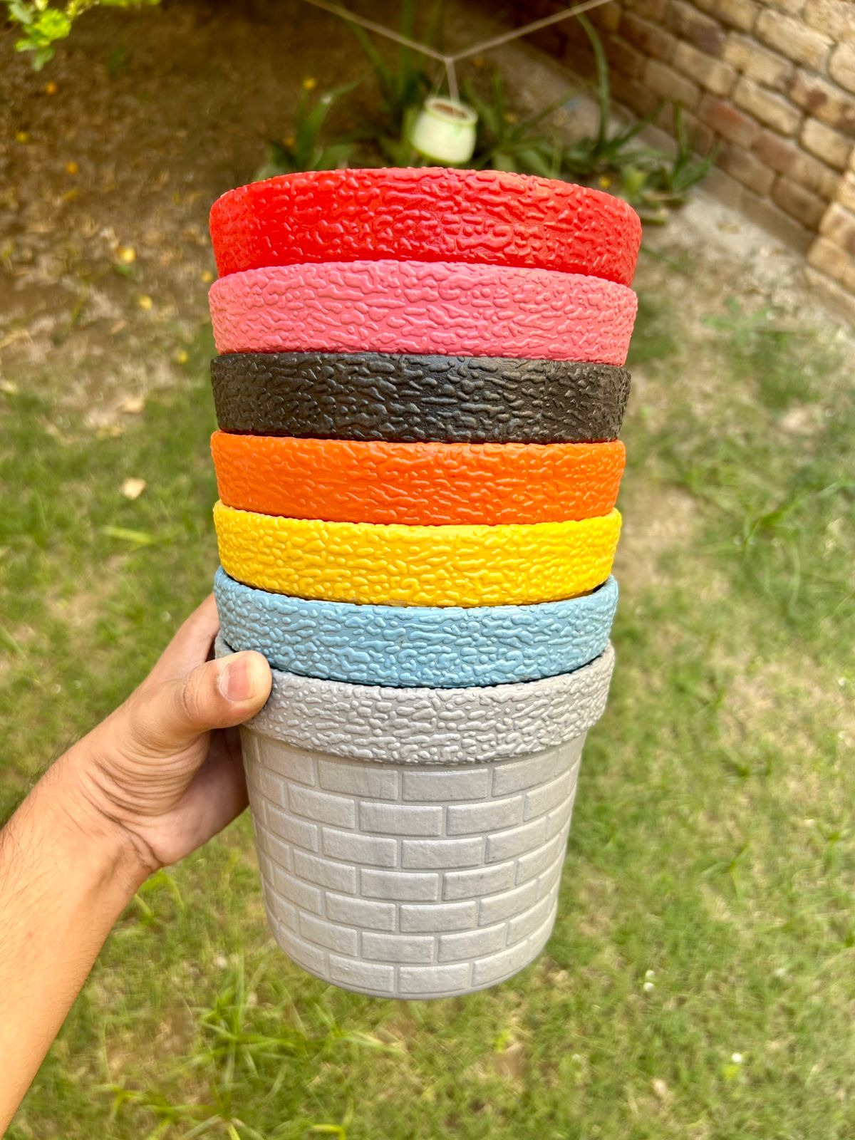 6 Inch Plastic Fiber Flower Pots, Durable & Lightweight Plant Planters for Indoor Outdoor Garden