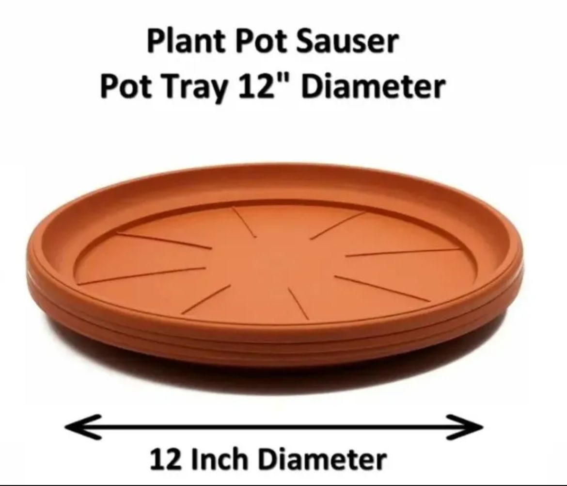 Plastic Plant Pot Tray Saucer 12 Inch Durable Garden Tray (Pack of 3)