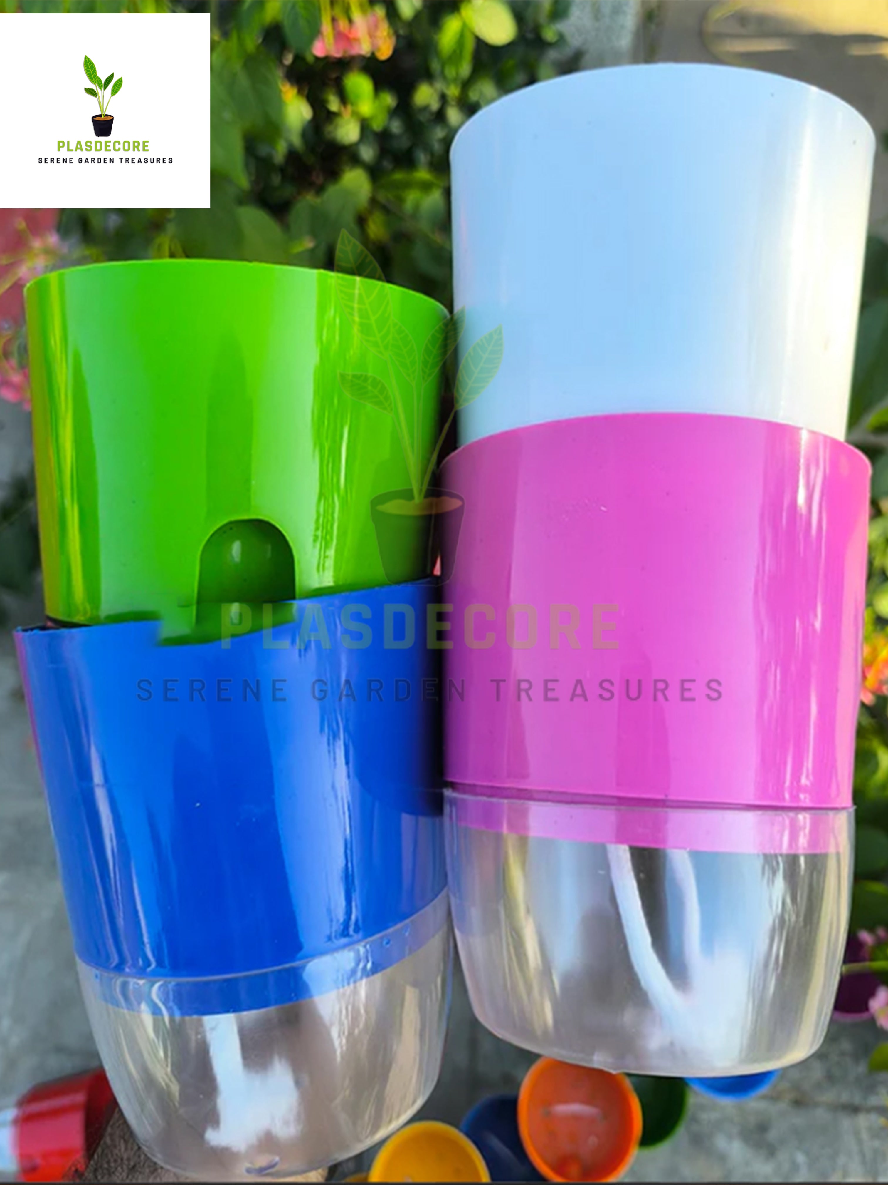 Self Watering Flower Pot | Plastic Planter with Water Reservoir | Home & Garden